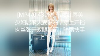 [MP4/0 430M] 气质红唇美少妇居家夫妻啪啪，穿上开档肉丝张开双腿舔逼，骑乘扶手上下套弄